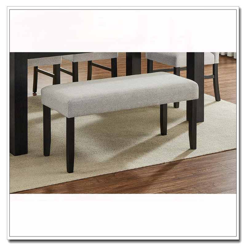 Upholstered Bench, Light Gray