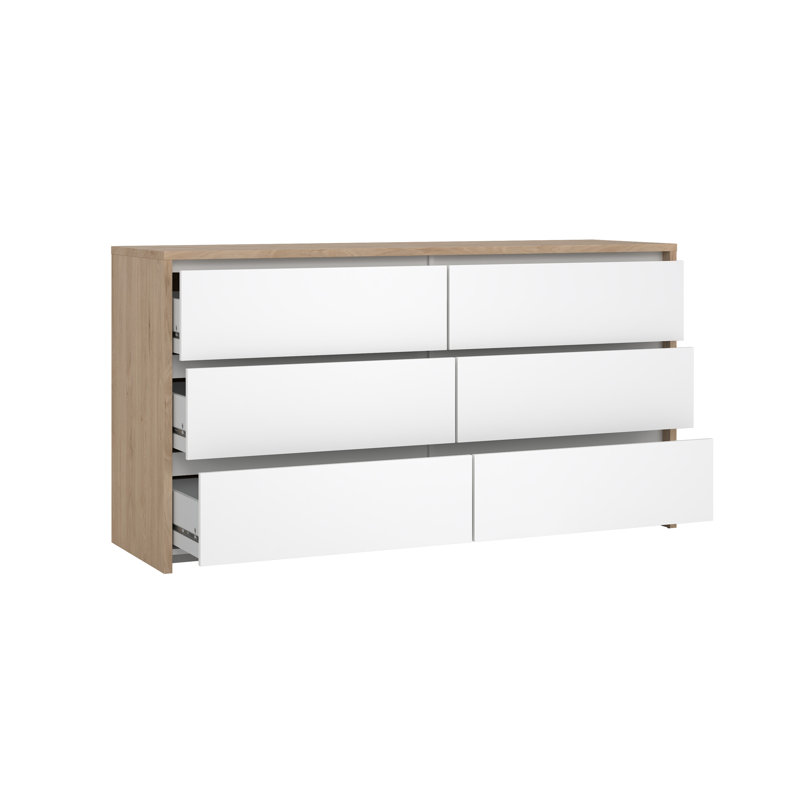 Commode double 6 tiroirs Amily, Naturel
