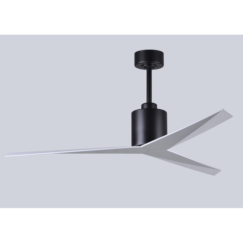 Eliza Outdoor Downrod Ceiling Fan, Gloss White, Matte Black