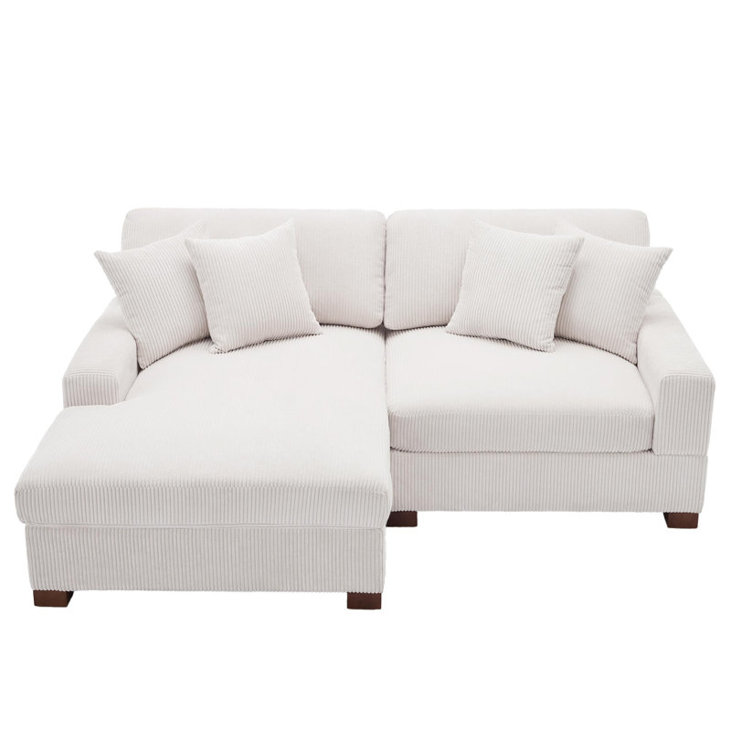Milbrey 2-Piece Corduroy Modular Sectional with Pillow Back, Beige Corduroy, Left Hand Facing