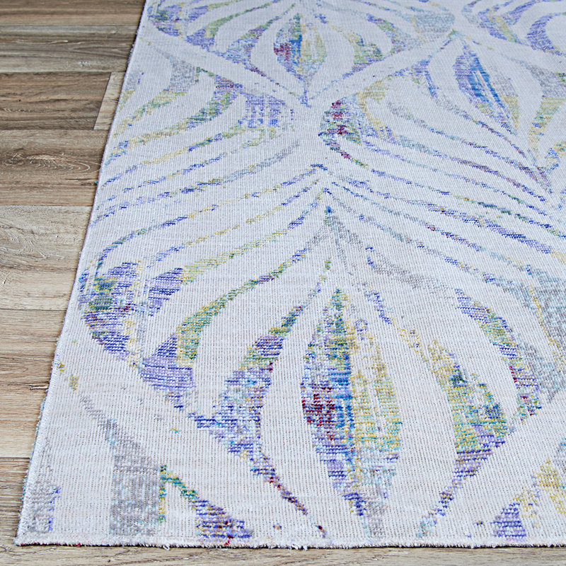 Tapis vert et blanc pour l'intérieur et l'extérieur Mansel, Rectangle 5 pi 3 po x 7 pi 2 po