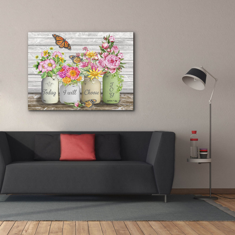 «Bouquets Of Inspiration E» par Jean Plout, art mural sur toile, H 40 po x l 54 po x P 1,5 po