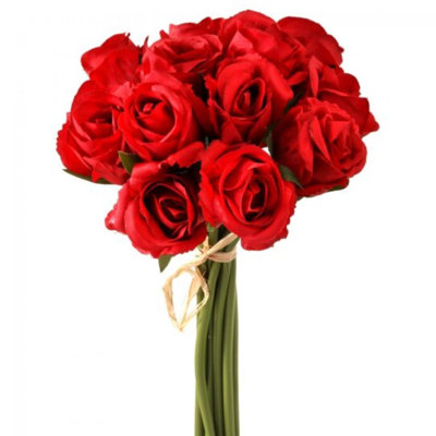 Bouquet de roses rouges et fleurs artificielles