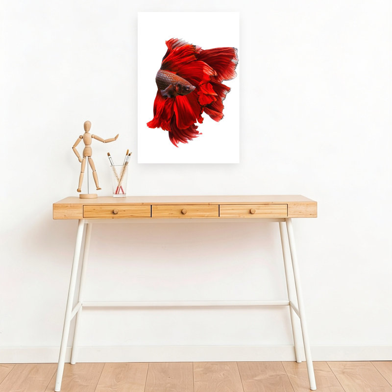 Elegant Red Betta Colorful Elegant Vibrant Fish Ocean Tropical Wall Art Print by Andi Halil - Print, 45.72cm H x 30.48cm W