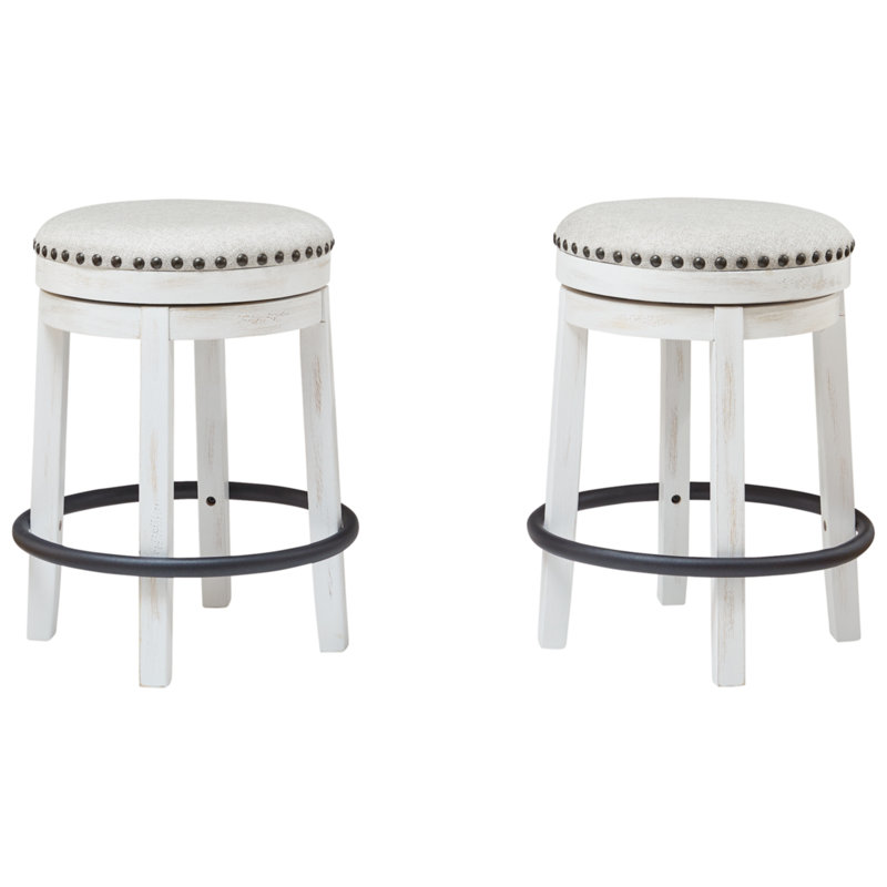 Daiah Swivel Upholstered Counter Stool with Solid Wood Frame, 24