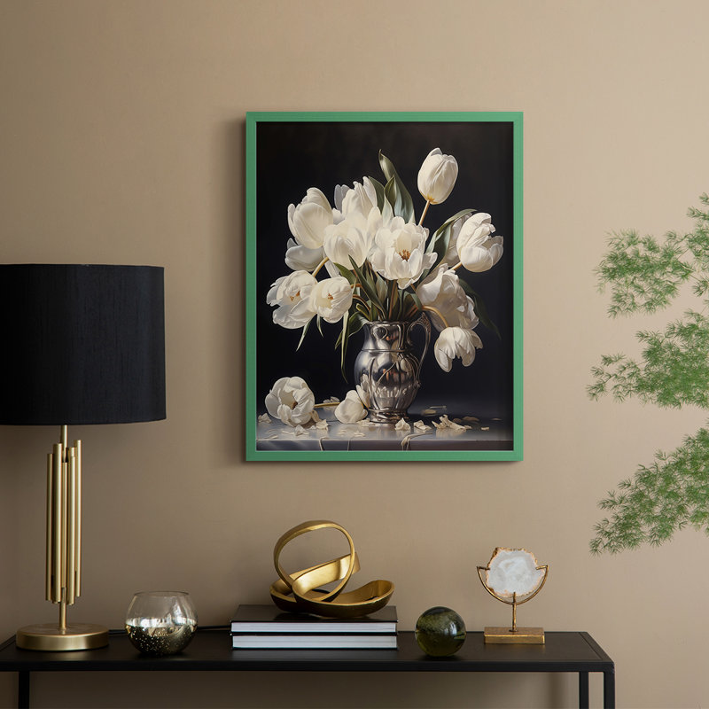 Reproduction encadrée FLORAL Series DCCVII - bois massif, Vert, H 30 po x l 24 po