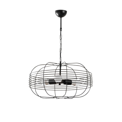 3 - Light Iron Dimmable Globe Chandelier