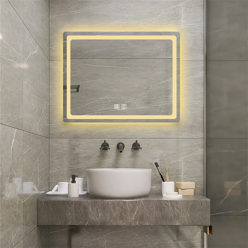 LED Single Bathroom Vanity Mirror In Polished Crystal Bathroom Vanity LED Mirror For Bathroom Wall Smart Lighted Vanity Mirrors