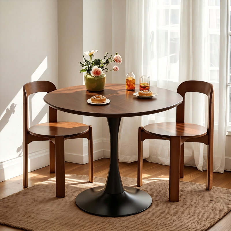 Table de salle à manger ronde de 80 cm (31,5 po), table basse, pour cuisine et salon, noyer