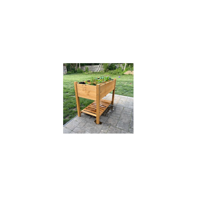 Aliaya Solid Wood Elevated Garden Bed Planter Box with Removable Grow Grids - Light Brown