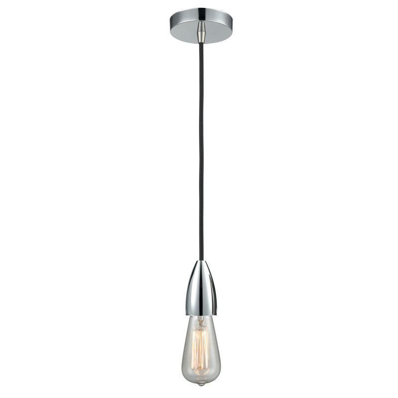 Luminaire suspendu à 1 lumière Cecile, Chrome poli/Noir