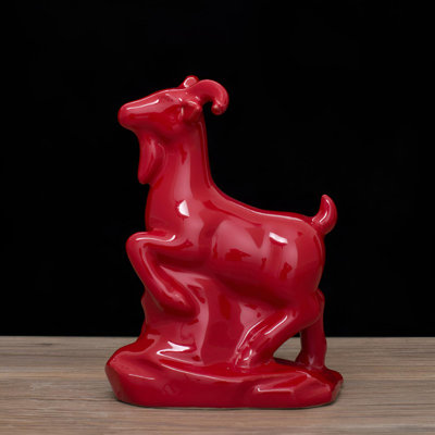 Figurine de chèvre argile en céramique - charme de richesse propice