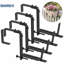 Lot de 4 supports réglables pour jardinières de balcon, fixations en fer noir pour terrasse et clôture, double système d'installation, compatibles avec les rails de 15 à 32 cm de large, clips de support robustes pour pots de fleurs et jardinières de fenêtre.