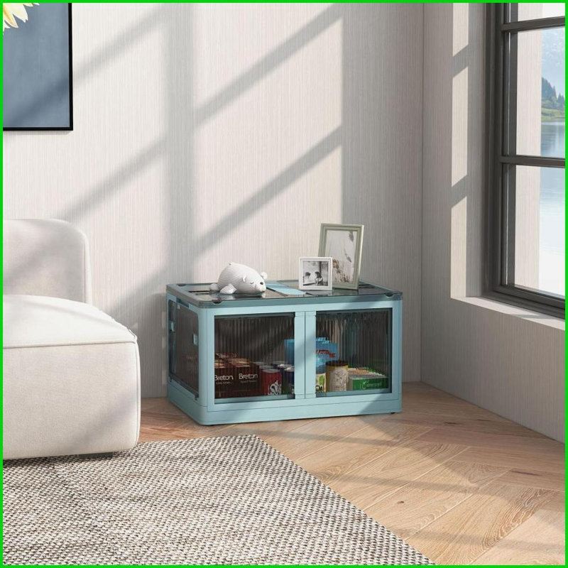 Bacs de rangement empilables pliables avec couvercles Roues | Bleu | Plastique, Bleu