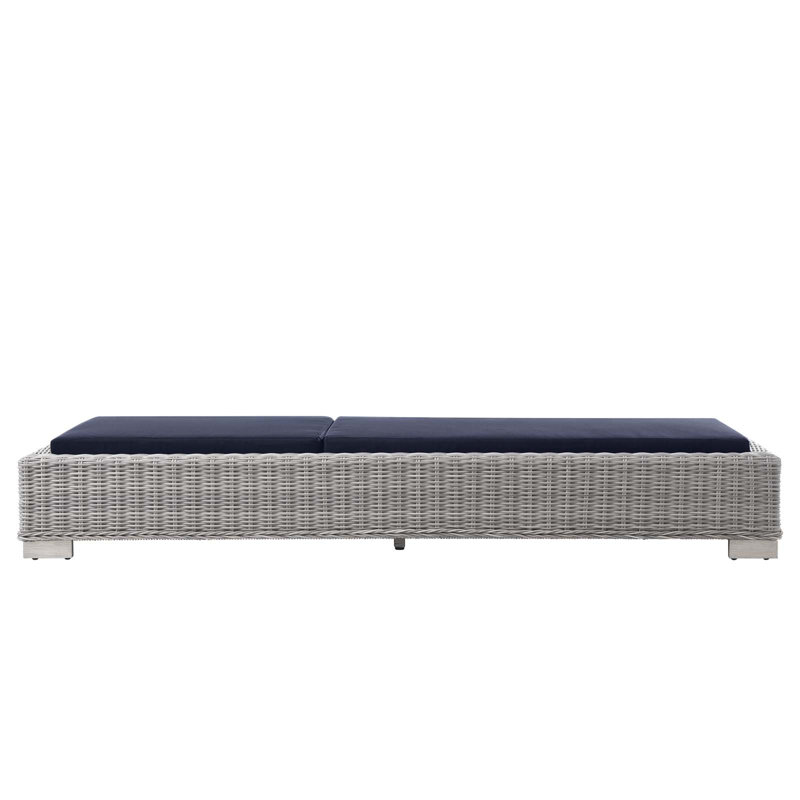 Modway Conway Outdoor Patio Wicker Rattan Chaise Lounge, Navy