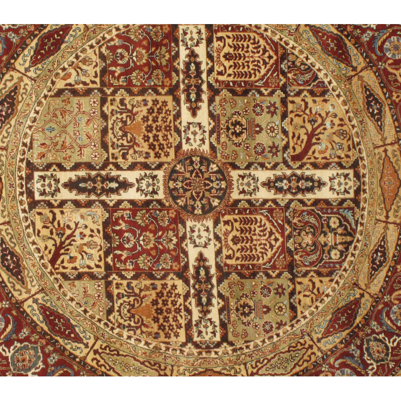 Tabriz Hand Woven Wool Oriental Area Rug, Round 7'1" × 7'1"