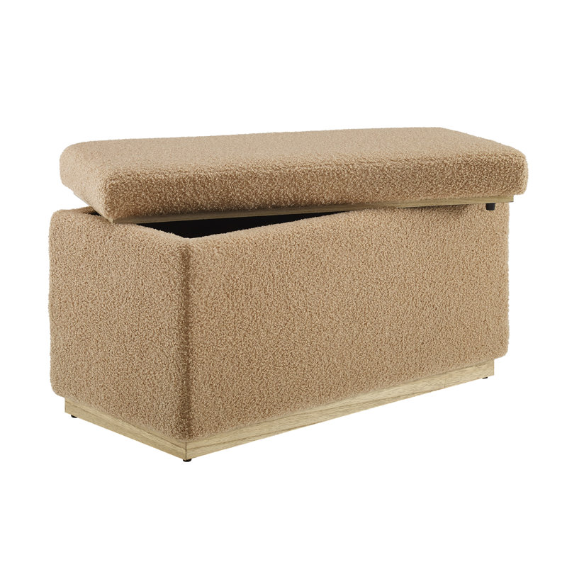 Repose-pieds standard avec rangement Atreju, 100 % polyester brun clair, Naturel