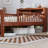  Twin Bed with Headboard Storage Rack, Under-Bed Storage and Three-Side Guardrails, Walnut-1778308552