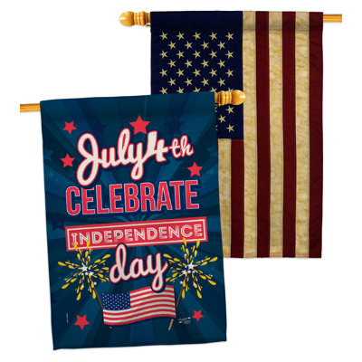 Double Sided 40'' H x 28'' W Polyester Independence Day House Flag