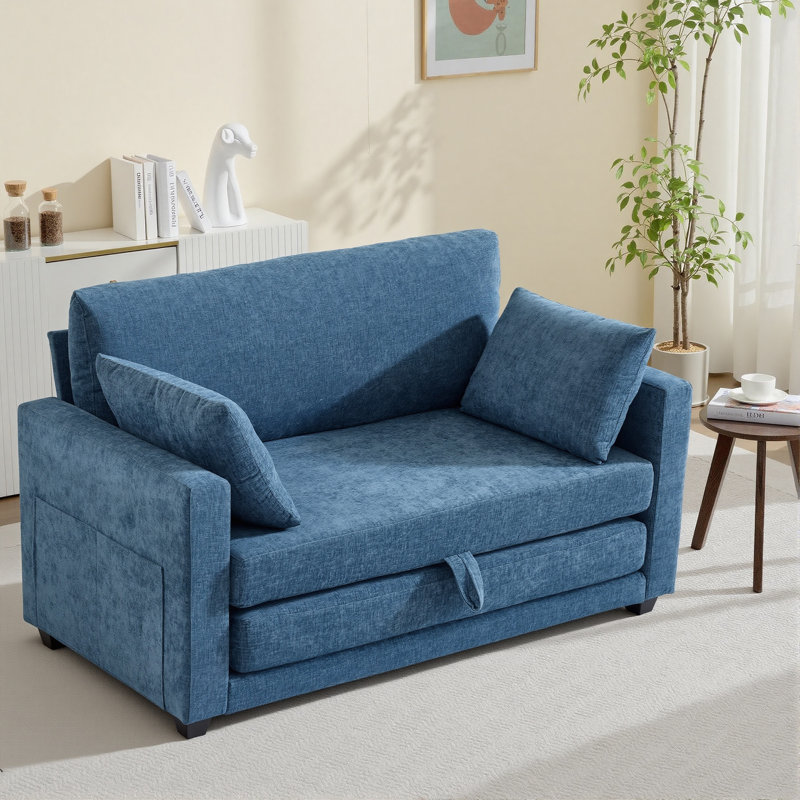Fauteuil-lit 52 po en chenille, Bleu