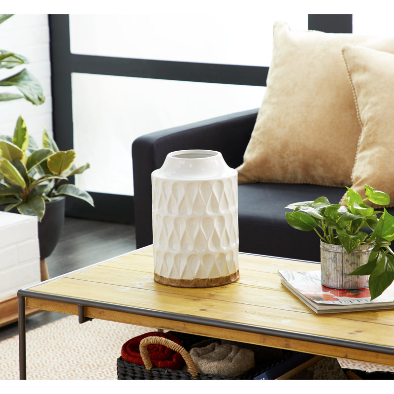 Auxvasse Geometric Porcelain Table Vase, 12" H x 8" W x 8" D