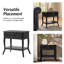 Ireno 28''W French Transitional Fluted Drawer Front End Table with Pull-Out Top Shelf, Curved Solid Wood Legs and Lower Open Shelf Set of 2-809945136