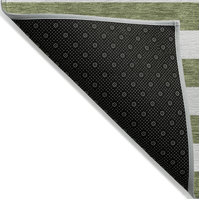 Tapis extérieur lavable antidérapant à rayures vert olive 2 pi x 3 pi