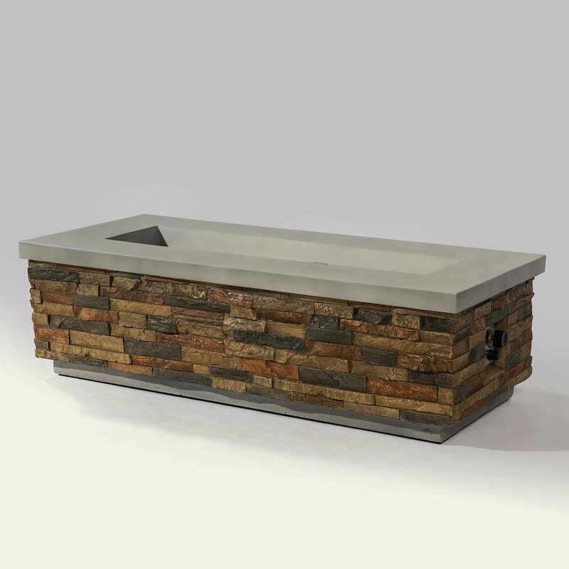 Table de foyer d'extérieur au propane de 60 po 60 po, foyer d'extérieur rectangulaire en béton de 60000 BTU pour l'extérieur