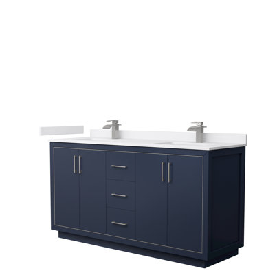 66'' Double Bathroom Vanity with Cultured Marble Top