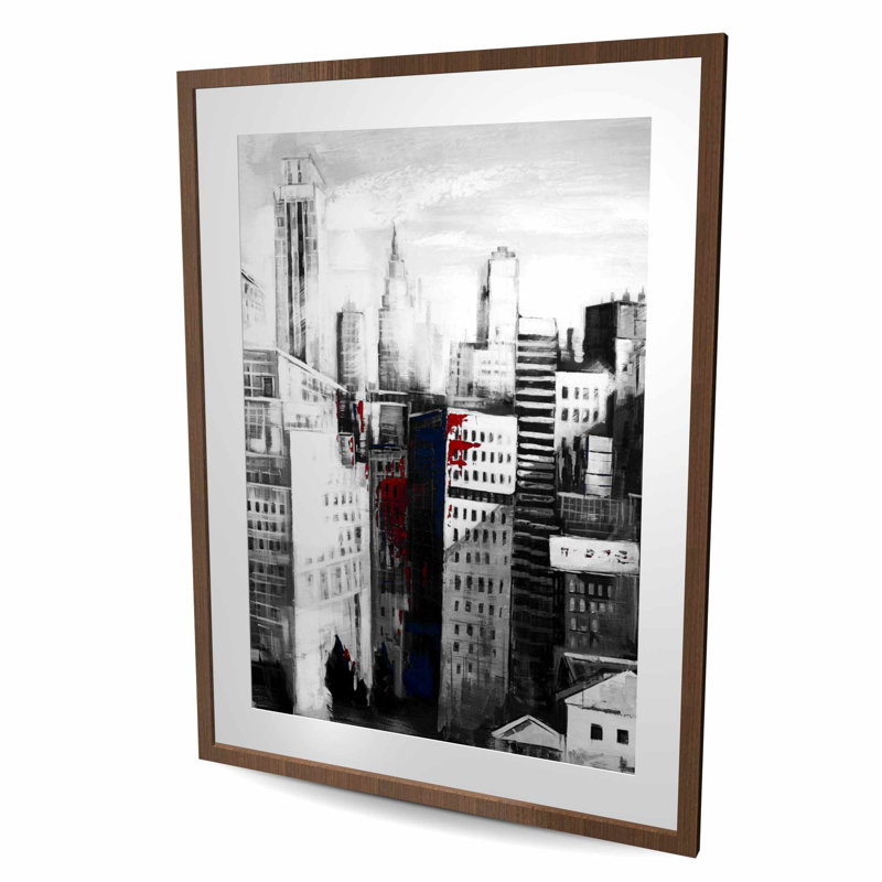 White City with Paint Splash | Framed Matted Print for Decor