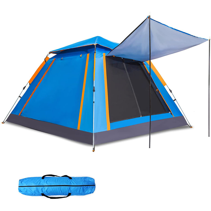 Blue 5-Person Instant Pop-Up Camping Tent with Carry Bag