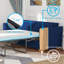 Causeuse-lit escamotable en velours double 70,8 po, canapé-lit 2 en 1 avec matelas en mousse à mémoire de forme pour petits espaces, bleu marine-1208150866