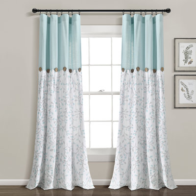 Linen Button Botanical Garden Cotton Blend Semi Sheer Curtain Single Panel