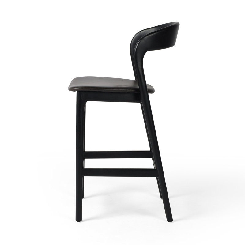 Amare Stool, Sonoma Black Genuine Leather/Black, Counter Stool (26.5" Seat Height)