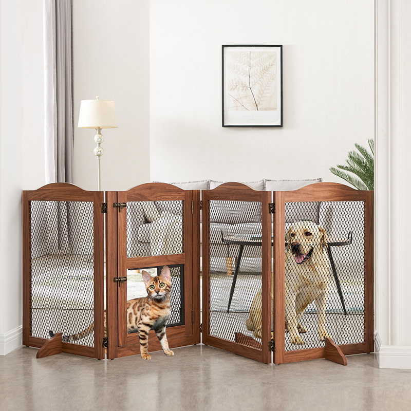 Barrière pour animaux en métal, Bois brun