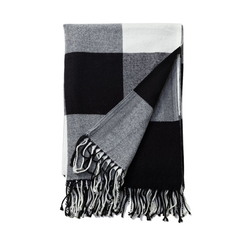 Hand Woven Throw Blanket, Black/White