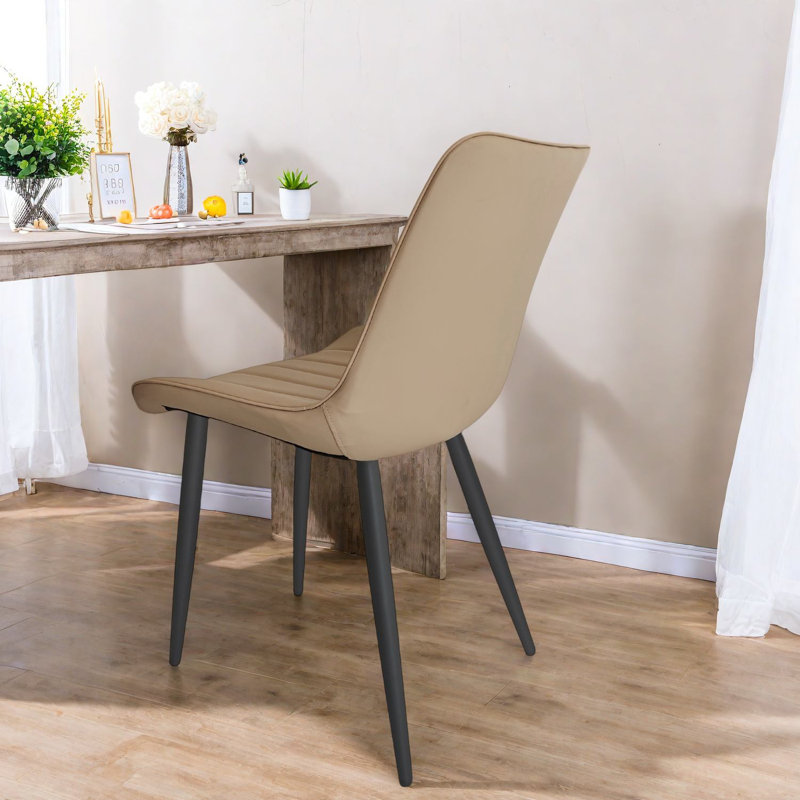 Ensemble de 6 chaises de salle à manger modernes kaki, cuir PU, pieds en métal pour la cuisine