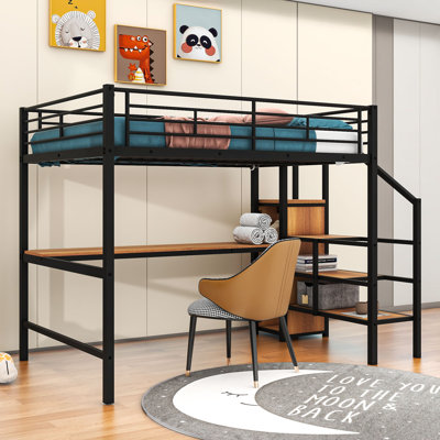 Thibaud Full Loft Bed with Built-in-Desk by Harriet Bee