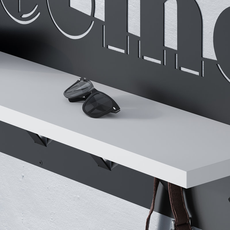 Natalino Metal Wall Organizer with Key Hooks, Black/White
