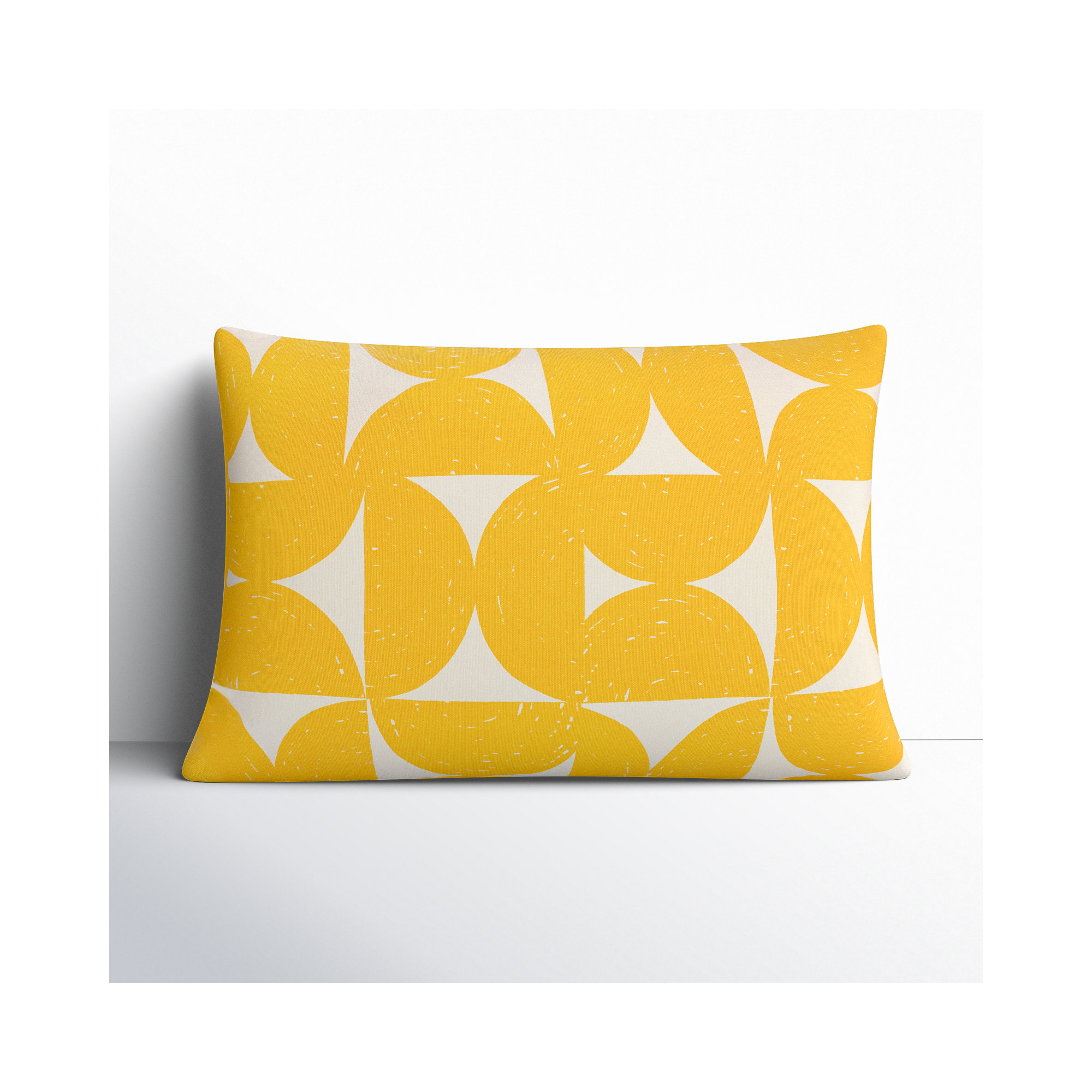Frenk Geometric Cotton Lumbar Throw Pillow, Down, Mustard/Beige