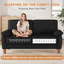 180cm corduroy 2-seater sofa with solid wood frame, spring seat cushion and two throw pillows-1006477767