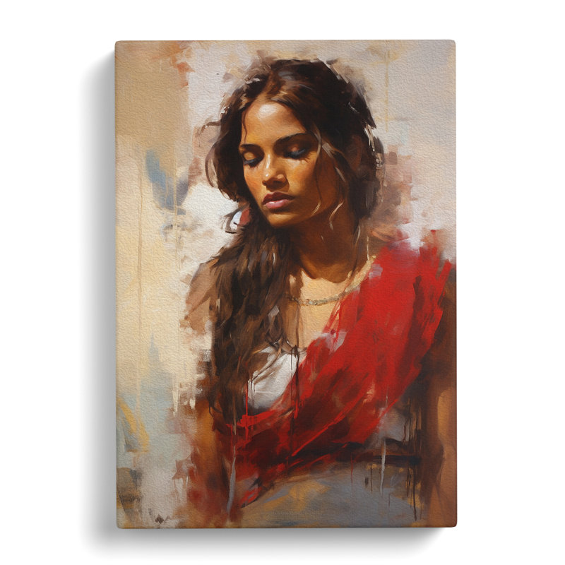Indian Woman Gestural - Wrapped Canvas, 50cm H x 35cm W x 3cm D