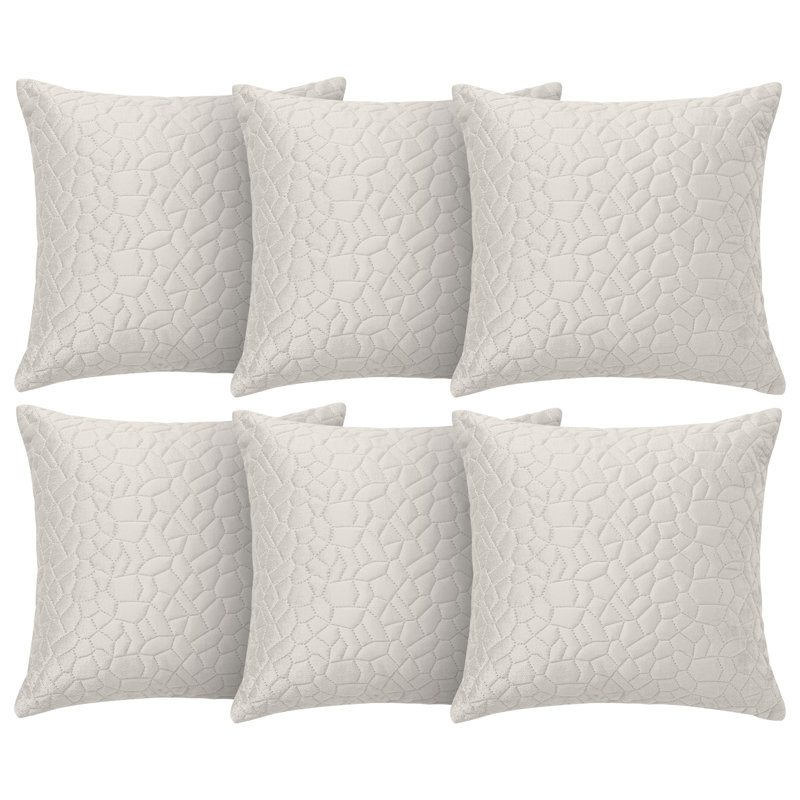 Aspire Homeware Geometric Square Velvet Cushion Covers, White, Pack of 6