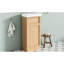Meuble-lavabo de style rustique 15,38 po pour salle de bain avec lavabo réversible en résine, tablette réglable, porte à pousser, fonction de fermeture en douceur, aménagement de petit espace avec finition grain de bois