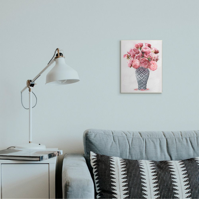 Élégant bouquet de pivoines roses dans un vase par Ziwei Li - impression, H 15 po x l 10 po x P 0,5 po, Plaque murale