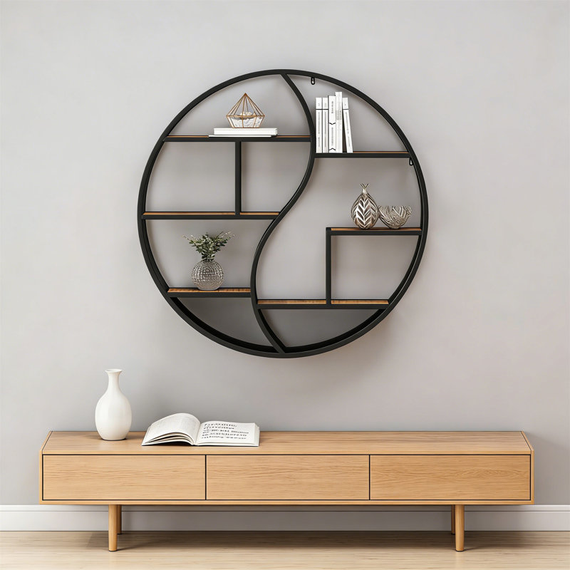 Metal Wall Shelf With Wood, Black/Brown
