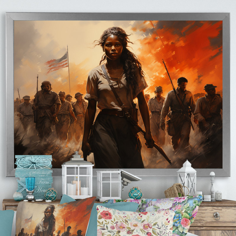 Liberté afro-américaine sur toile, Cadre photo argenté, H 16 po x l 32 po x P 1 po
