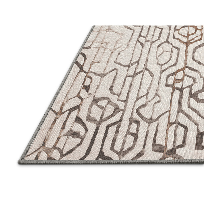 Machine Washable Gray Area Rug, Rectangle 6' x 9'