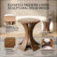 Table de salle à manger ronde moderne Aversa, plateau en pierre frittée | Piètement en bois massif, montage facile en 1 étape pour coin repas, salle à manger-1343714422-1343714423
