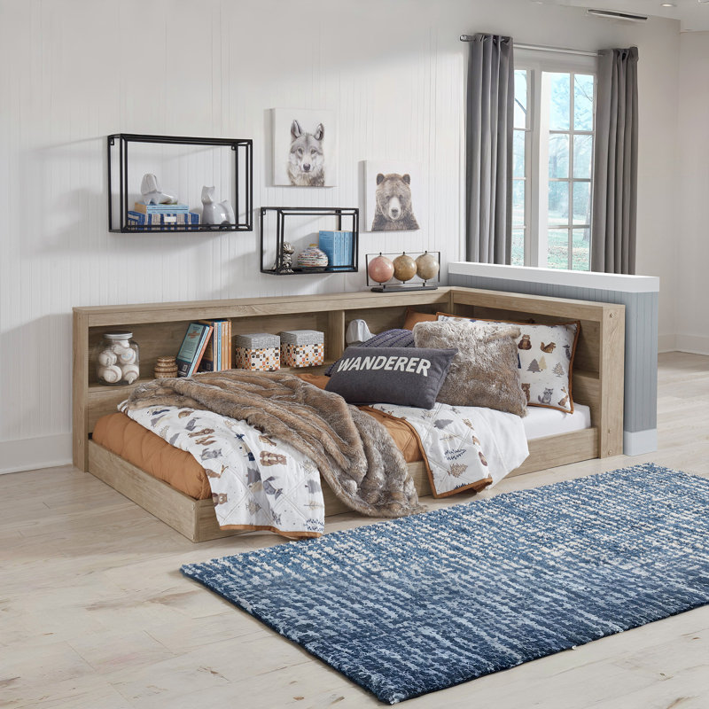 Teddy Bed with Bookcase, Twin, Natural